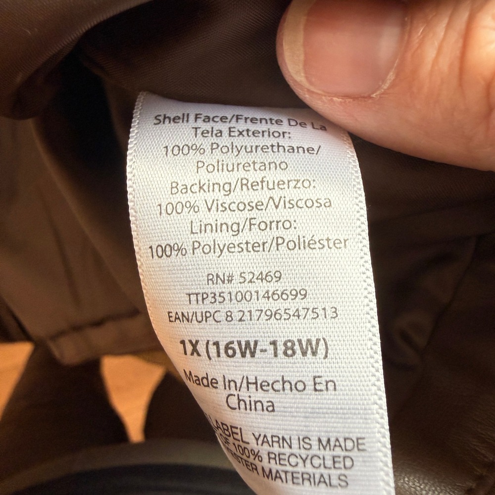 Time and Tru‎ Women's Brown Faux Leather Jacket Size 1x NWOT - Picture 5 of 6
